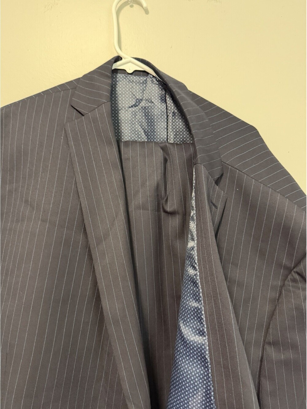 Shaquille O'Neal XLG Mens 2Pc Suit Size 64R + 56x32 Pants Navy Pinstripe